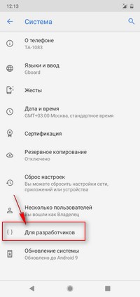 Настройка система для разработчиков Android 9