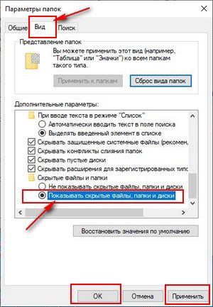 Как включить видимость скрытых папок в Windows 10