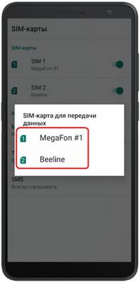 Как на Алкатель переключить интернет с одной сим карты на другую