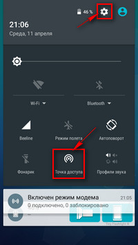 Как включить точку доступа.